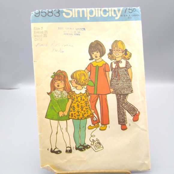 Vintage Sewing PATTERN Simplicity 9583, Childs 1971 Dress and Pants, Child Size - Picture 1 of 2